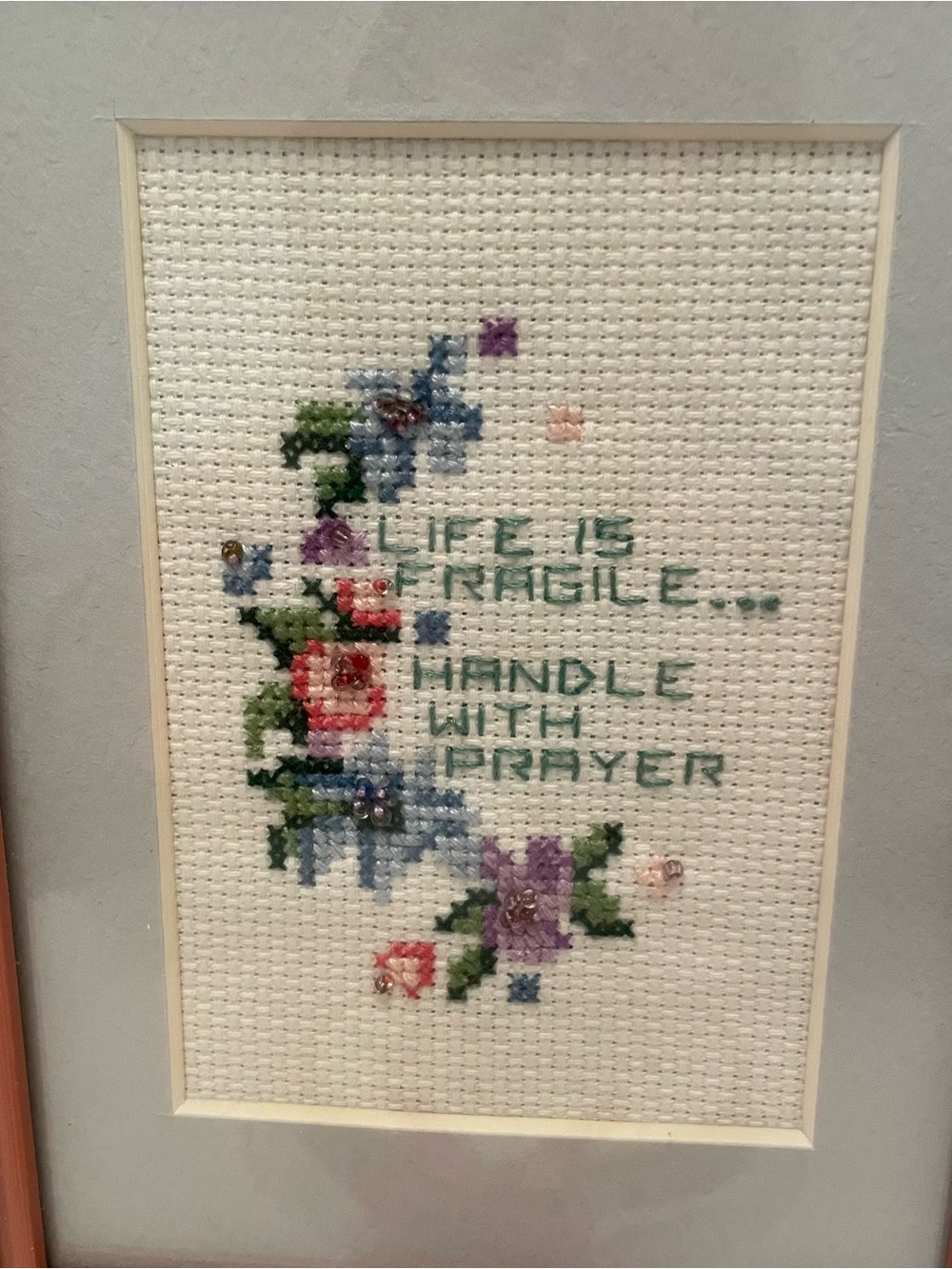 Vintage Cross Stitch Framed Lot Of 2. Life And Love - Picture 2 of 8